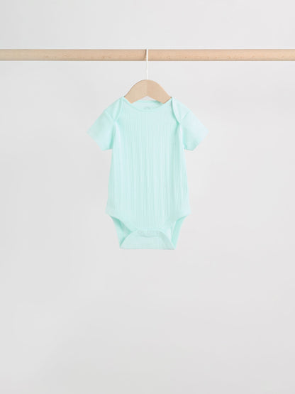 Multi Pastel 5 Pack Short Sleeve Baby Bodysuits image 9
