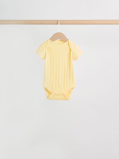 Multi Pastel 5 Pack Short Sleeve Baby Bodysuits image 5