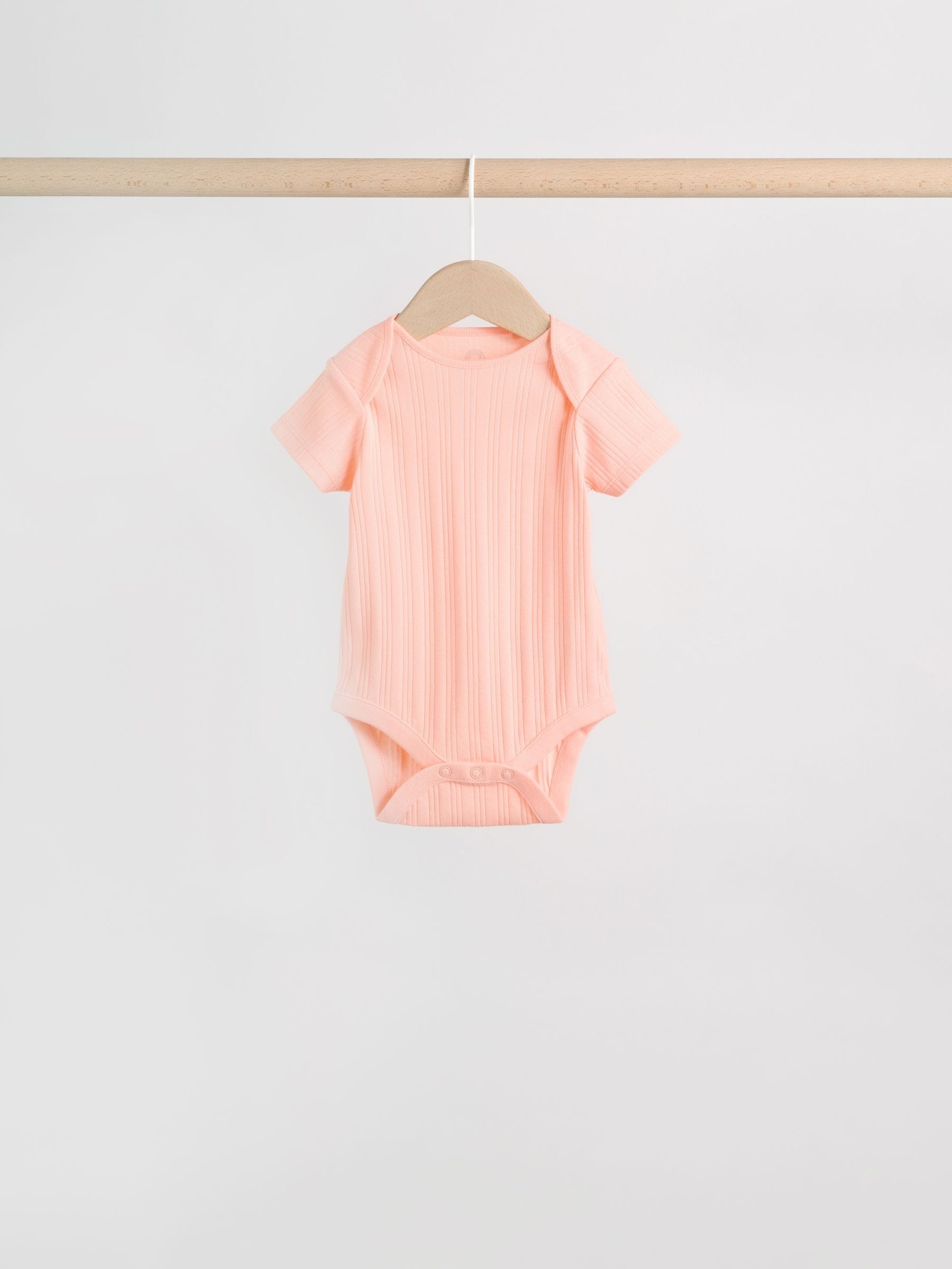 Multi Pastel 5 Pack Short Sleeve Baby Bodysuits image 6