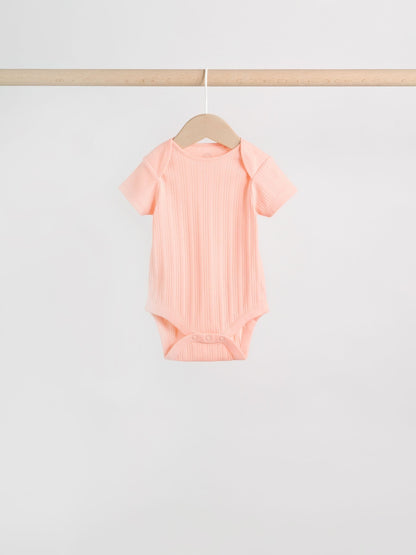 Multi Pastel 5 Pack Short Sleeve Baby Bodysuits image 6