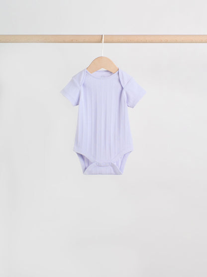 Multi Pastel 5 Pack Short Sleeve Baby Bodysuits image 7