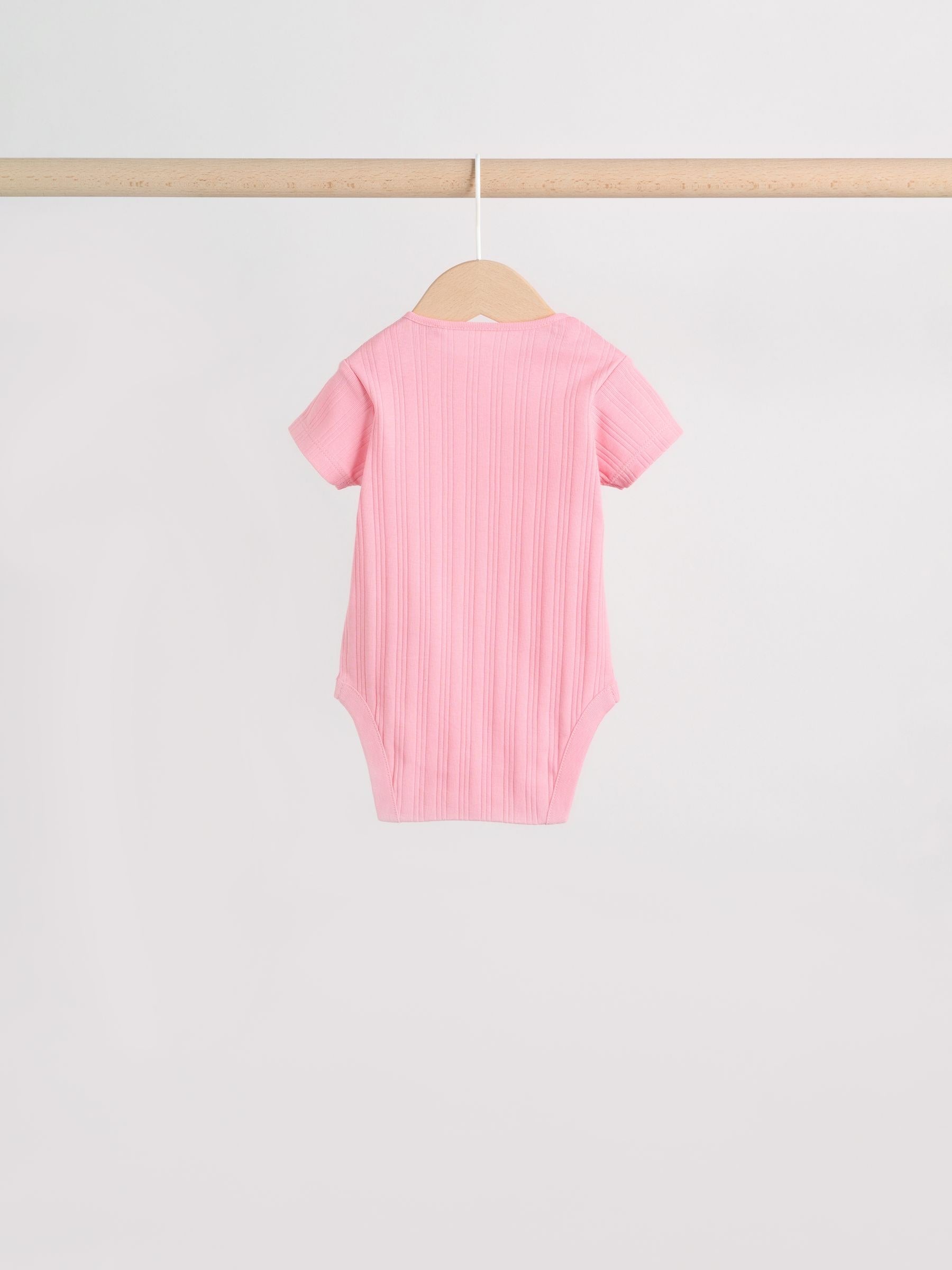 Multi Pastel 5 Pack Short Sleeve Baby Bodysuits image 8