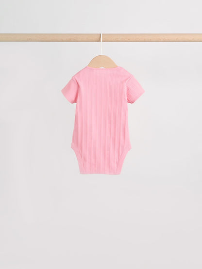 Multi Pastel 5 Pack Short Sleeve Baby Bodysuits image 8
