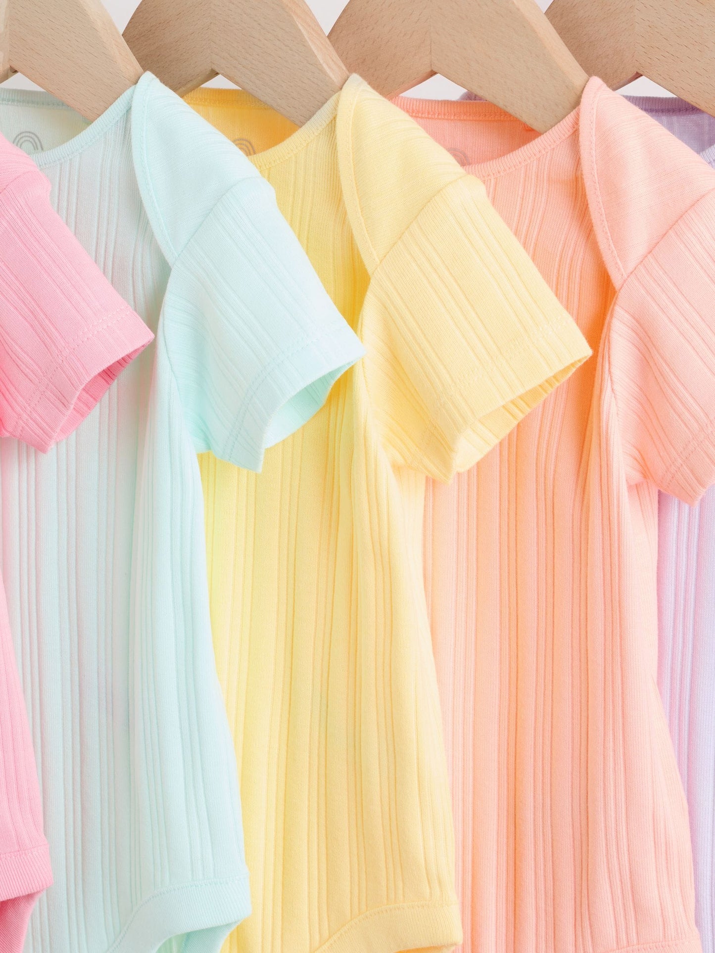 Multi Pastel 5 Pack Short Sleeve Baby Bodysuits image 9