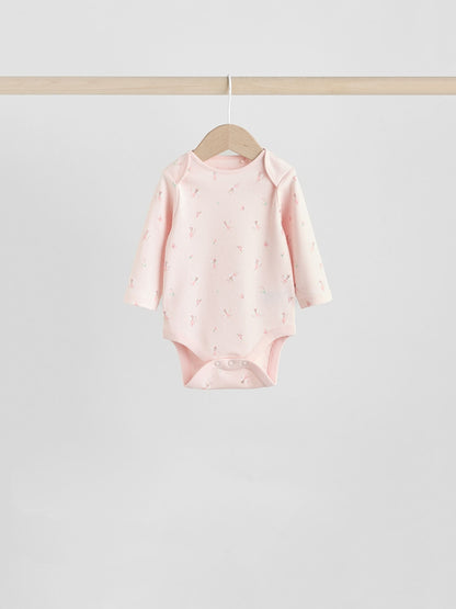 Pink 7 Pack Long Sleeve Baby Bodysuit image 3