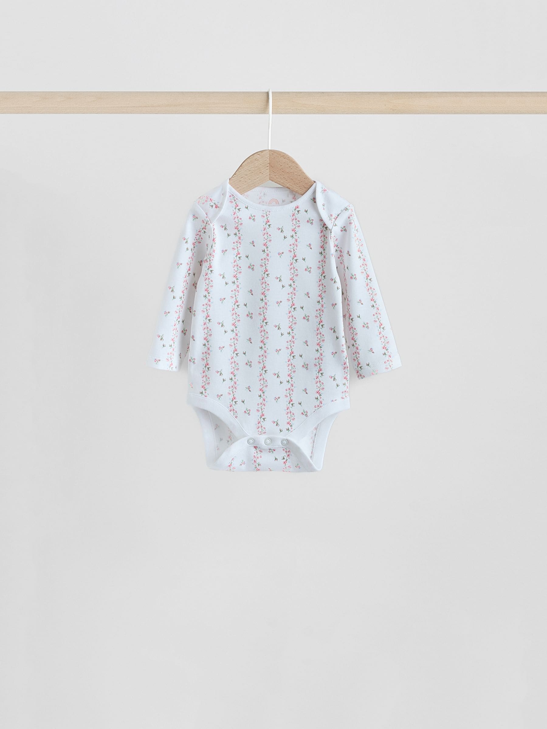 Pink 7 Pack Long Sleeve Baby Bodysuit image 4