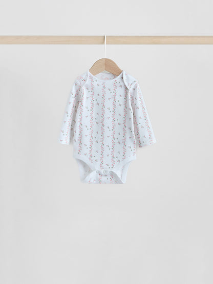 Pink 7 Pack Long Sleeve Baby Bodysuit image 4