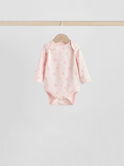 Pink 7 Pack Long Sleeve Baby Bodysuit image 5
