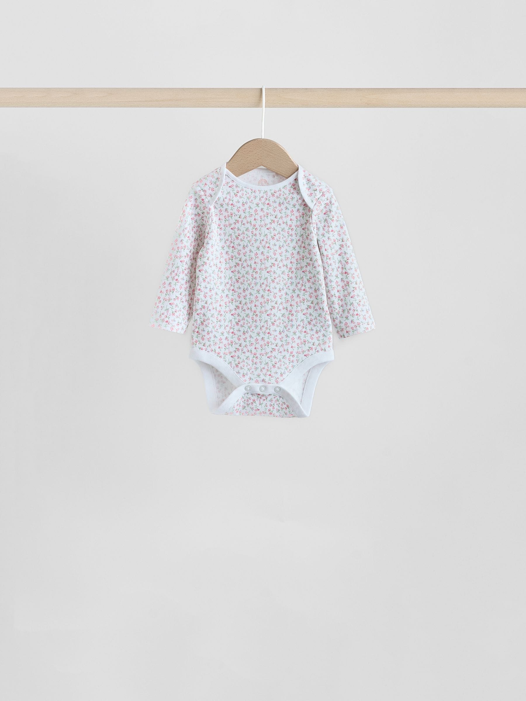 Pink 7 Pack Long Sleeve Baby Bodysuit image 6