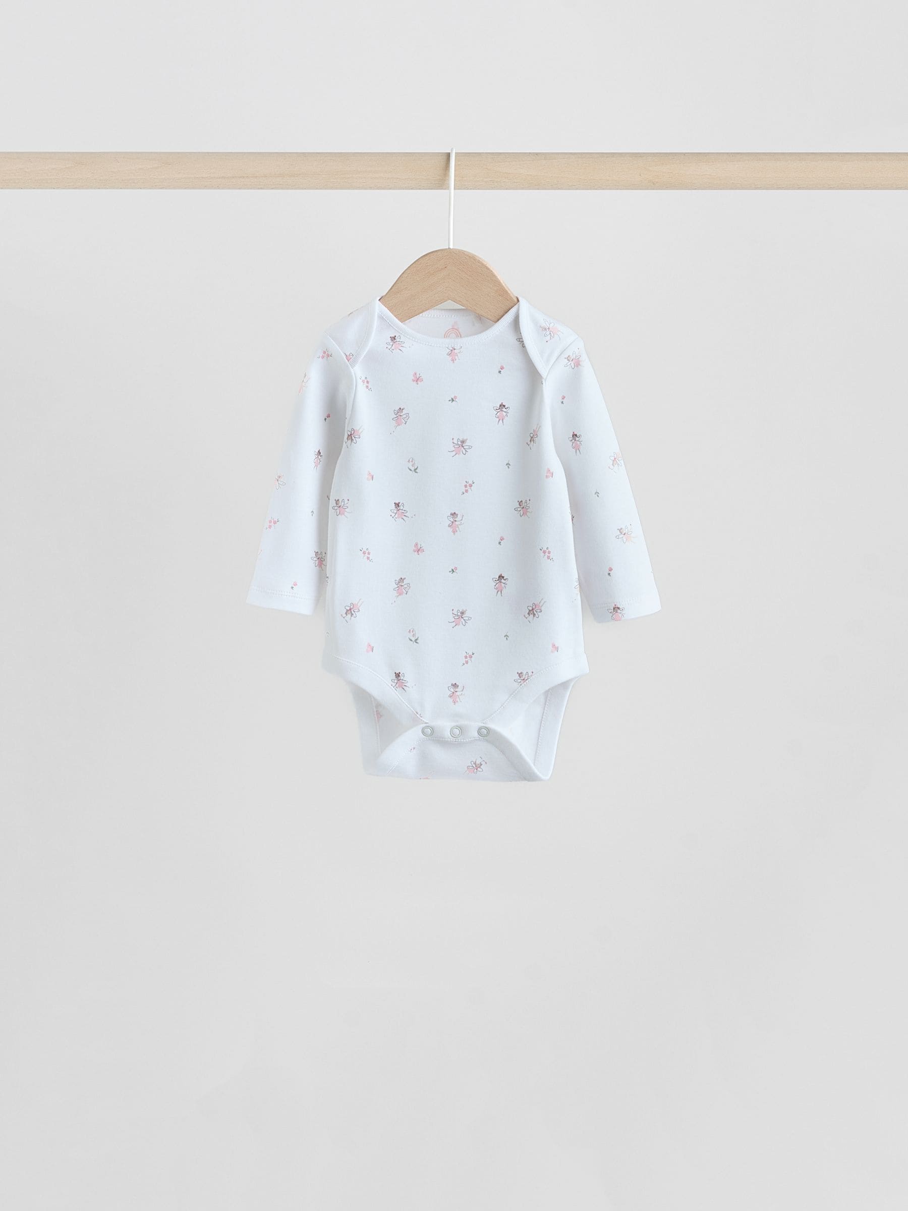 Pink 7 Pack Long Sleeve Baby Bodysuit image 8