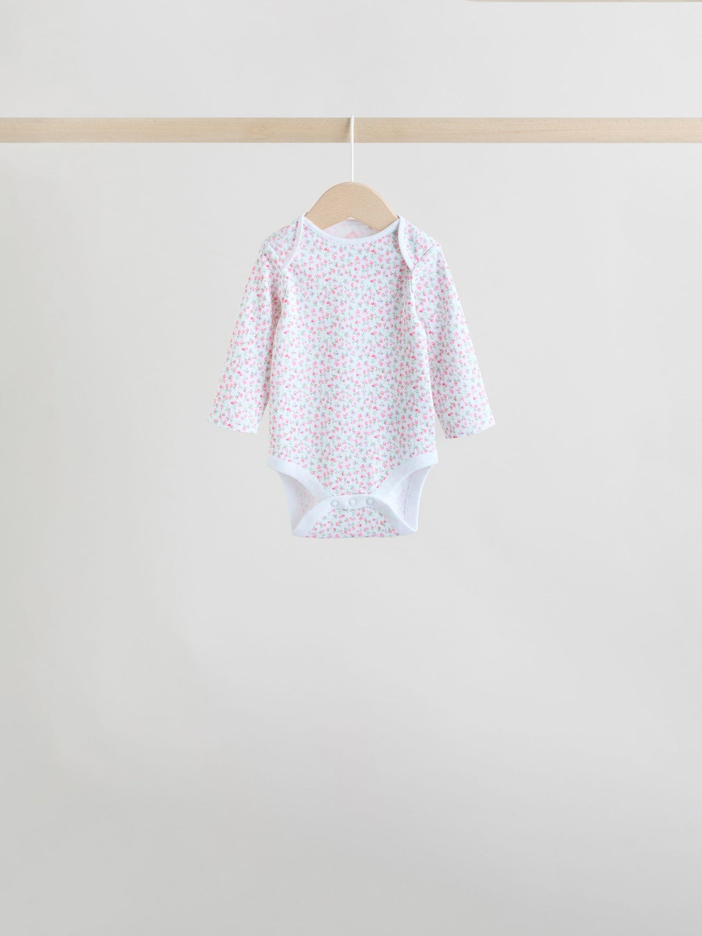 Pink 5 Pack Long Sleeve Baby Bodysuit image 4