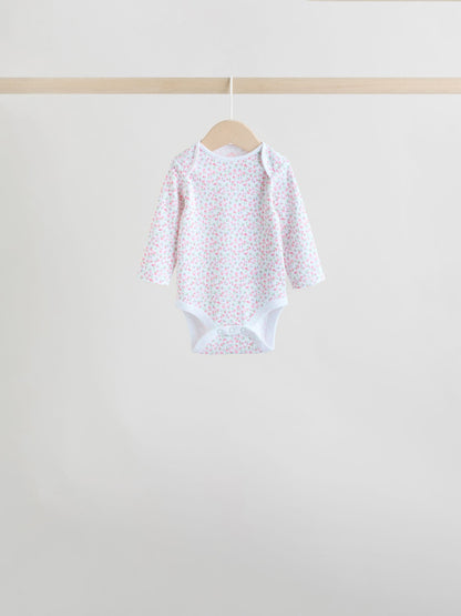 Pink 5 Pack Long Sleeve Baby Bodysuit image 4