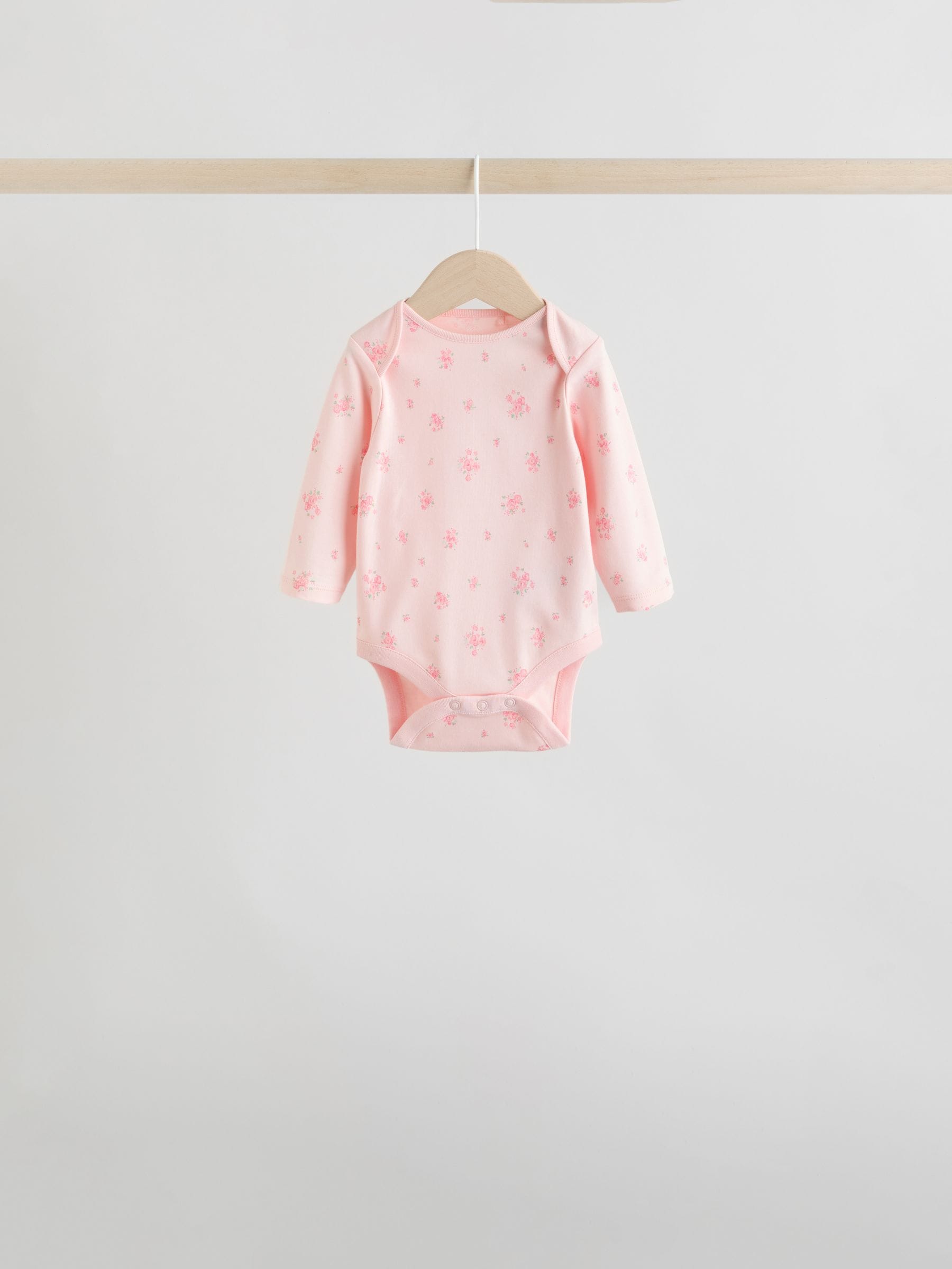 Pink 5 Pack Long Sleeve Baby Bodysuit image 5