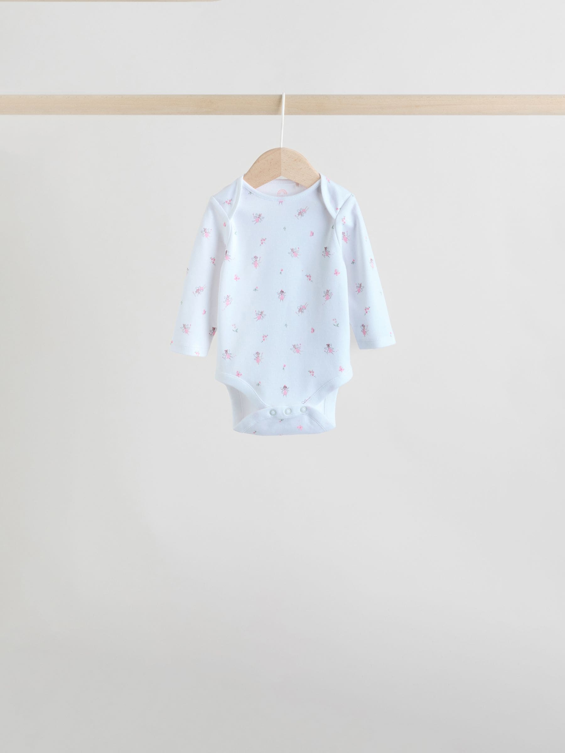 Pink 5 Pack Long Sleeve Baby Bodysuit image 6