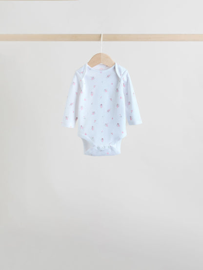 Pink 5 Pack Long Sleeve Baby Bodysuit image 6