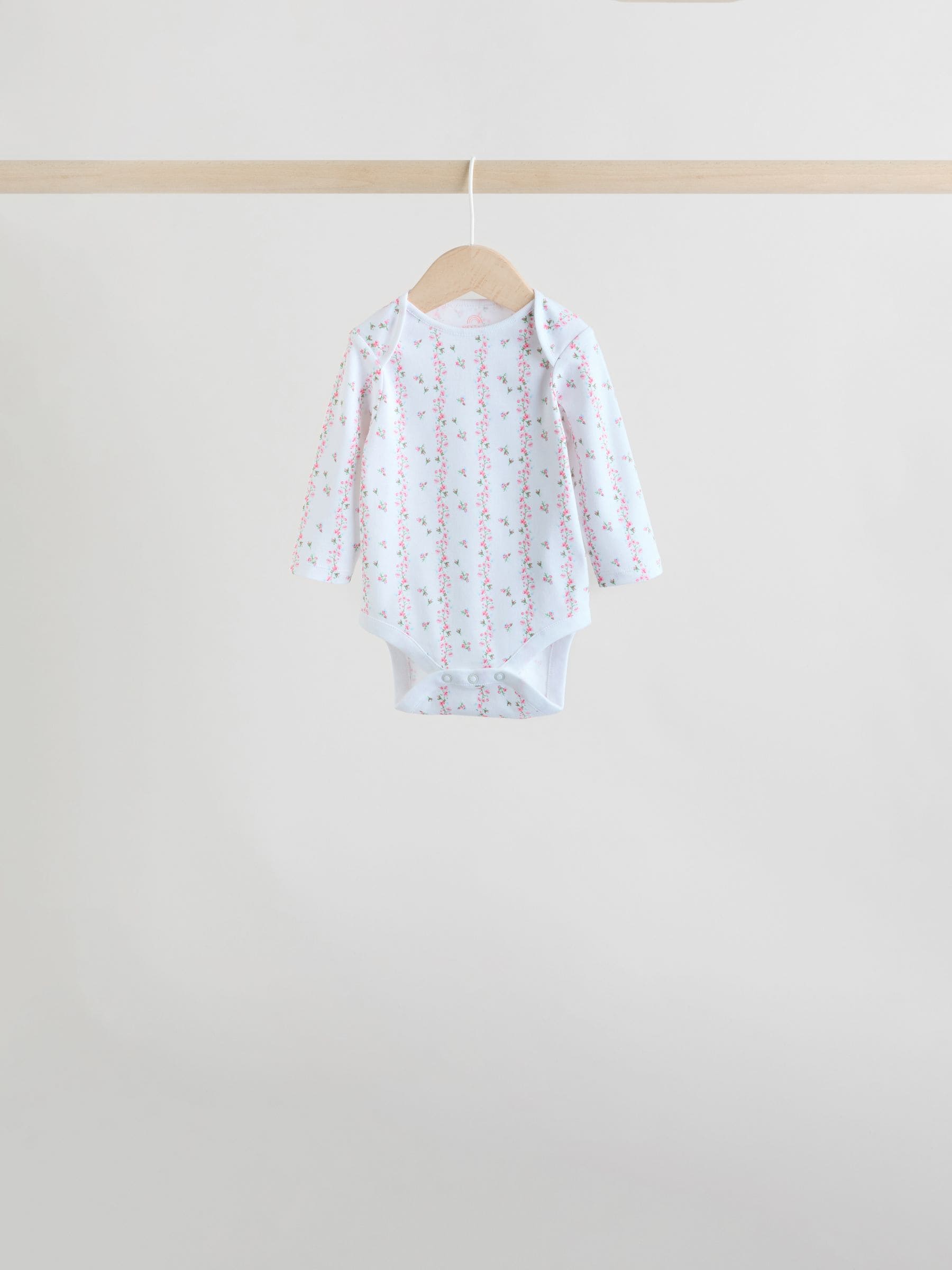 Pink 5 Pack Long Sleeve Baby Bodysuit image 7