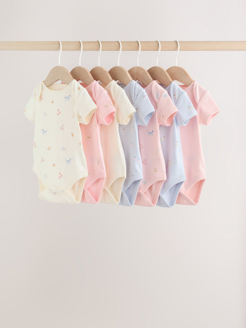 Dsiney Kidz - Multi Pastel Character 7 Pack Short Sleeve Baby Bodysuits image 1