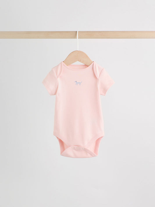 Multi Pastel Character 7 Pack Short Sleeve Baby Bodysuits image 3