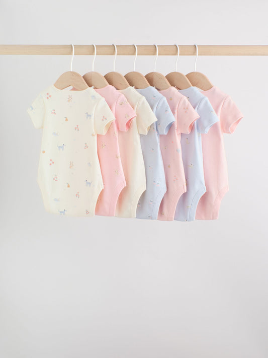 Dsiney Kidz - Multi Pastel Character 7 Pack Short Sleeve Baby Bodysuits image 2