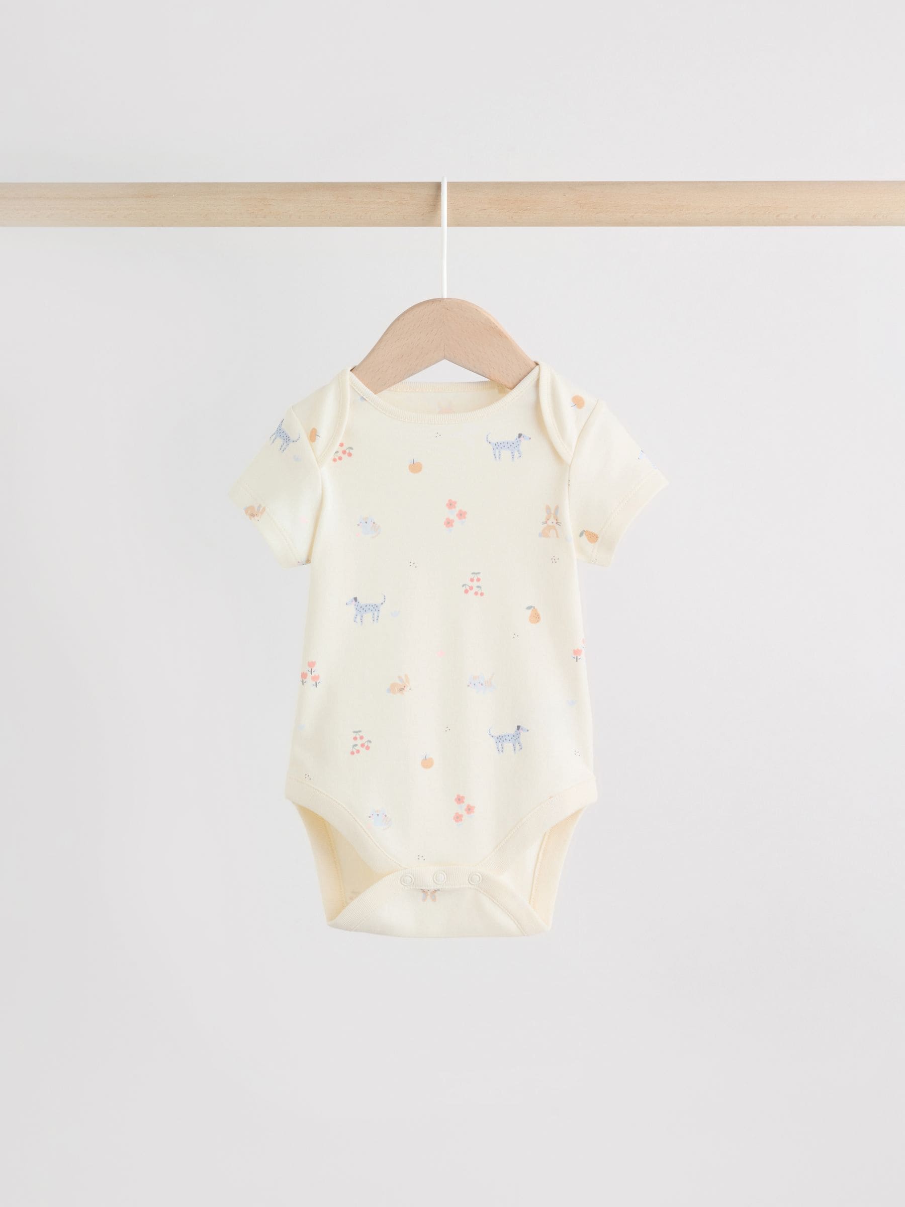 Multi Pastel Character 7 Pack Short Sleeve Baby Bodysuits image 3