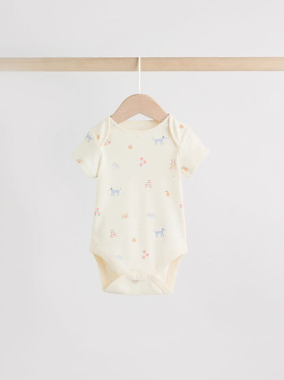 Multi Pastel Character 7 Pack Short Sleeve Baby Bodysuits image 3