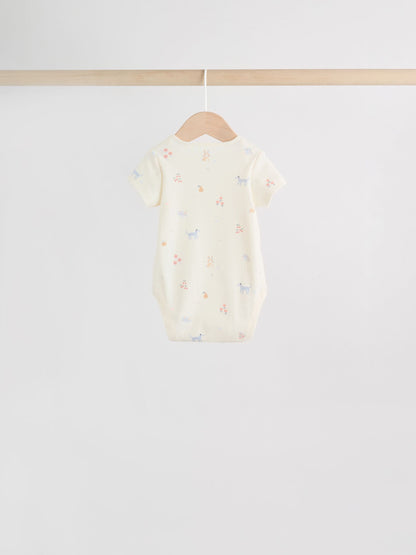 Multi Pastel Character 7 Pack Short Sleeve Baby Bodysuits image 4