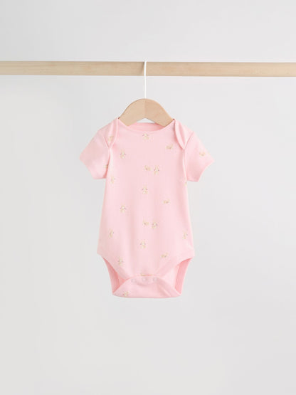 Multi Pastel Character 7 Pack Short Sleeve Baby Bodysuits image 5