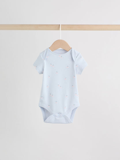 Multi Pastel Character 7 Pack Short Sleeve Baby Bodysuits image 7