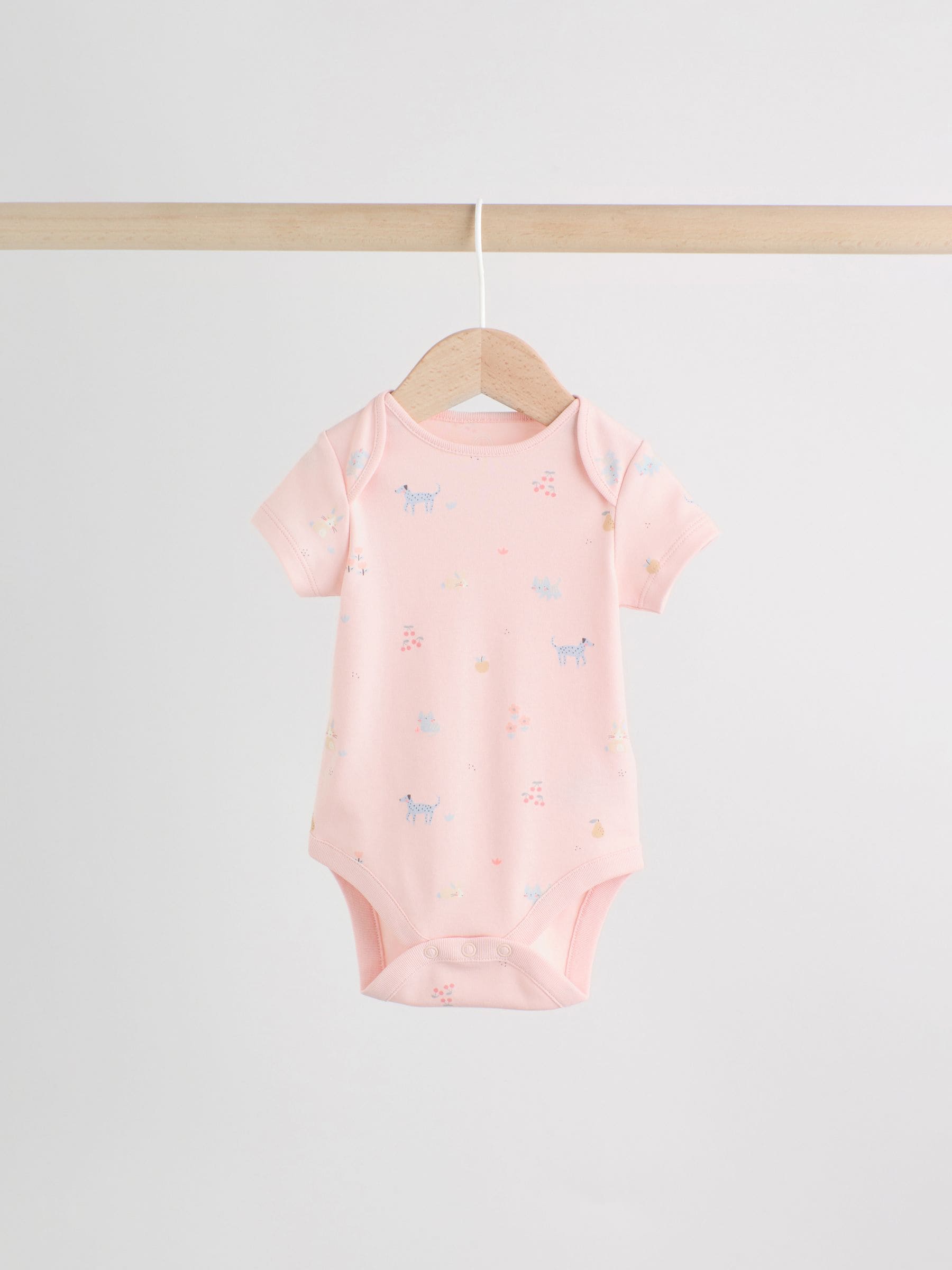 Multi Pastel Character 7 Pack Short Sleeve Baby Bodysuits image 8