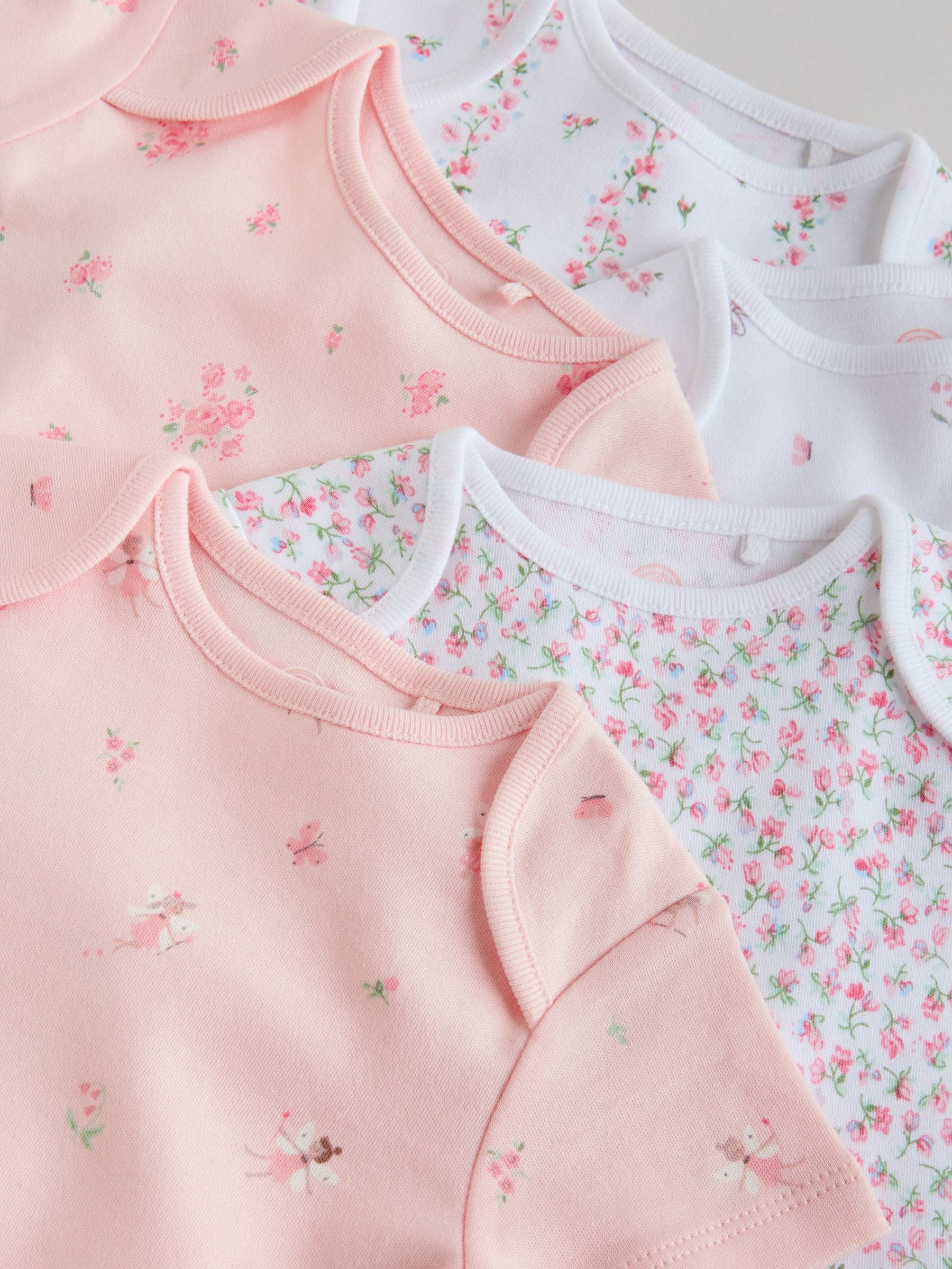 Pink 5 Pack Short Sleeve Baby Bodysuit image 10