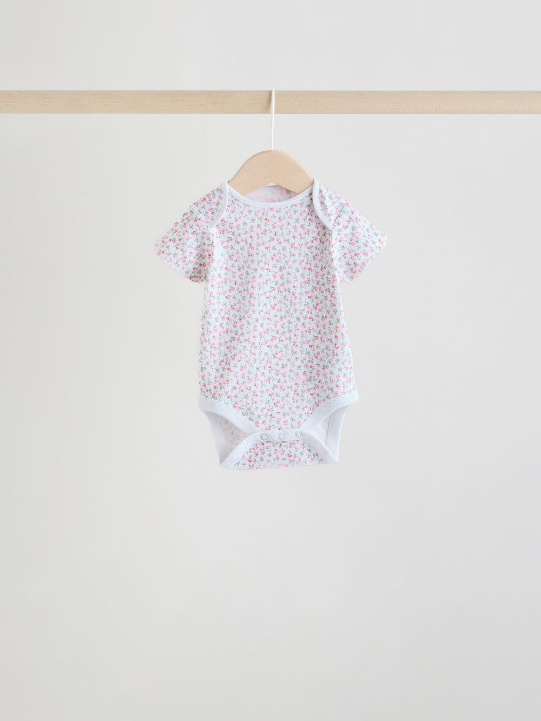 Pink 5 Pack Short Sleeve Baby Bodysuit image 3