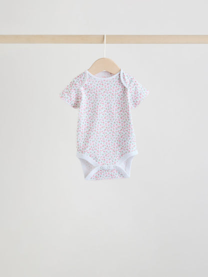 Pink 5 Pack Short Sleeve Baby Bodysuit image 3