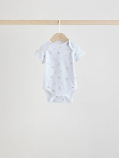 Pink 5 Pack Short Sleeve Baby Bodysuit image 5