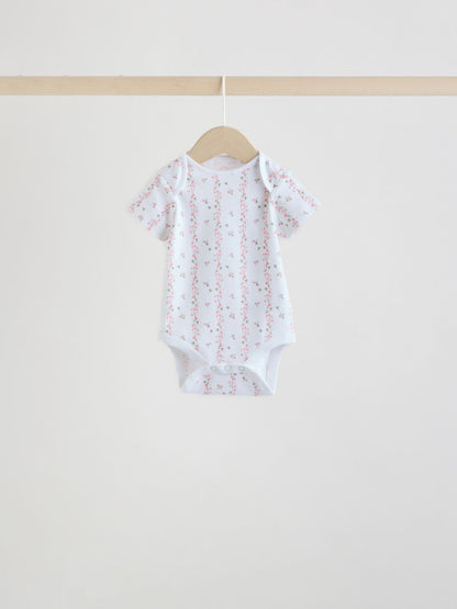 Pink 5 Pack Short Sleeve Baby Bodysuit image 6