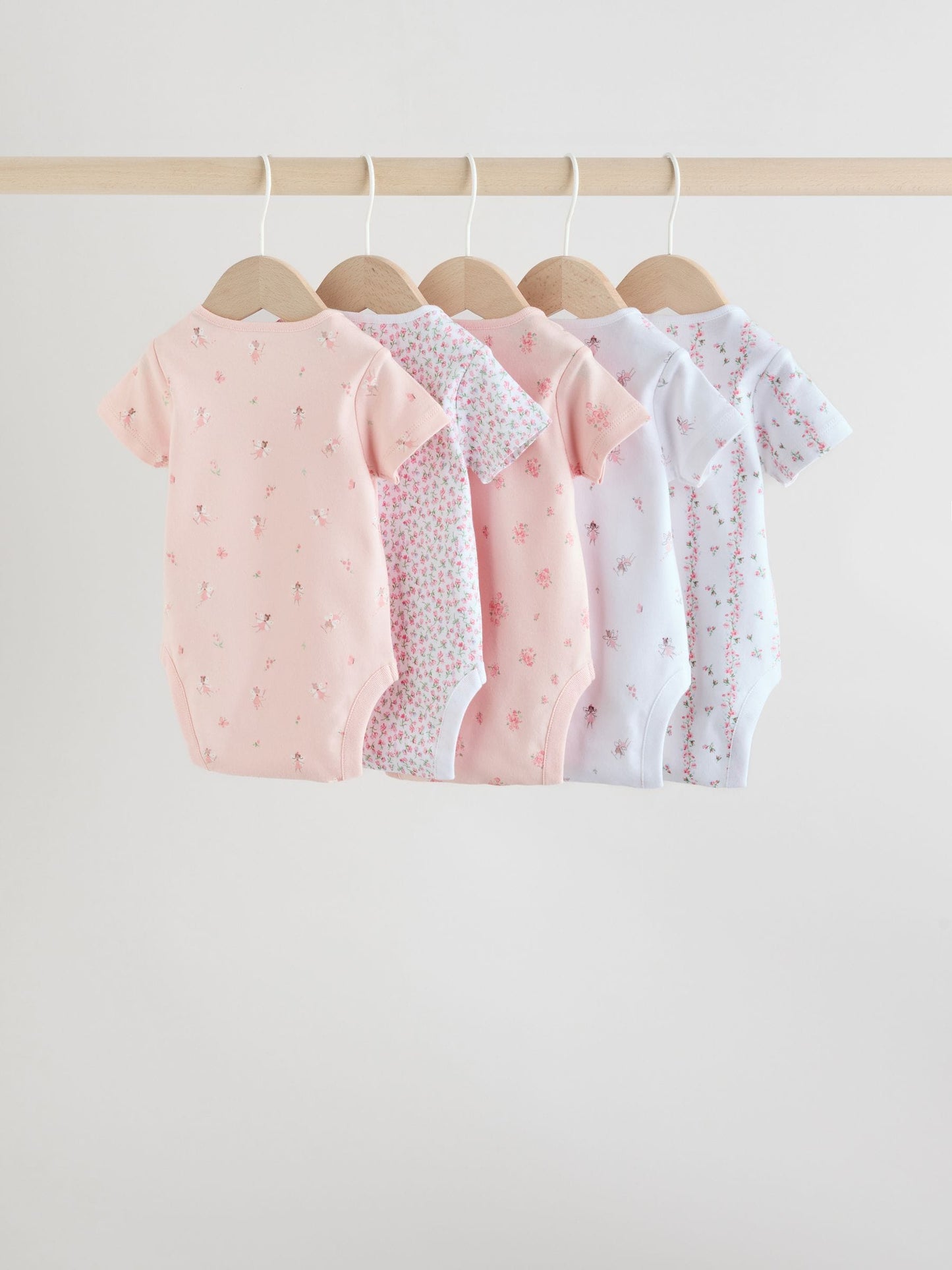 Pink 5 Pack Short Sleeve Baby Bodysuit image 7
