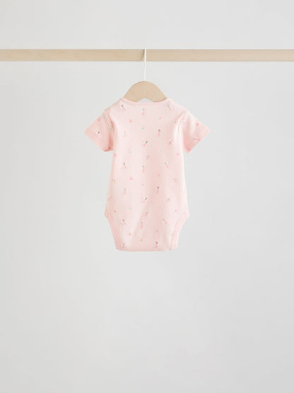 Pink 5 Pack Short Sleeve Baby Bodysuit image 8