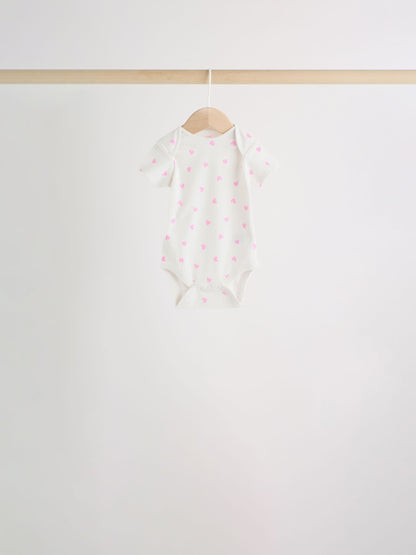 Pink Short Sleeve Baby Bodysuits 5 Pack image 3