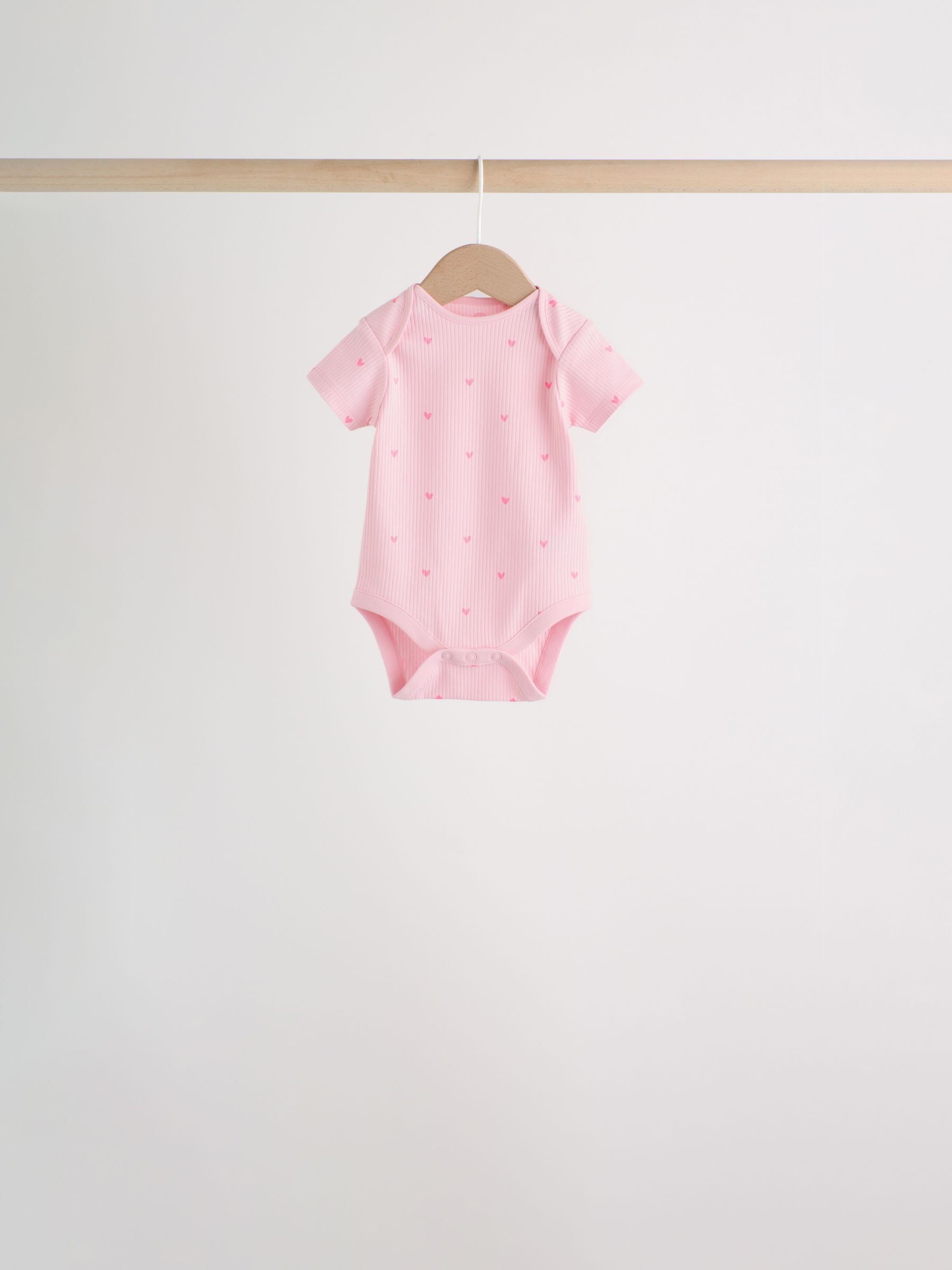 Pink Short Sleeve Baby Bodysuits 5 Pack image 4