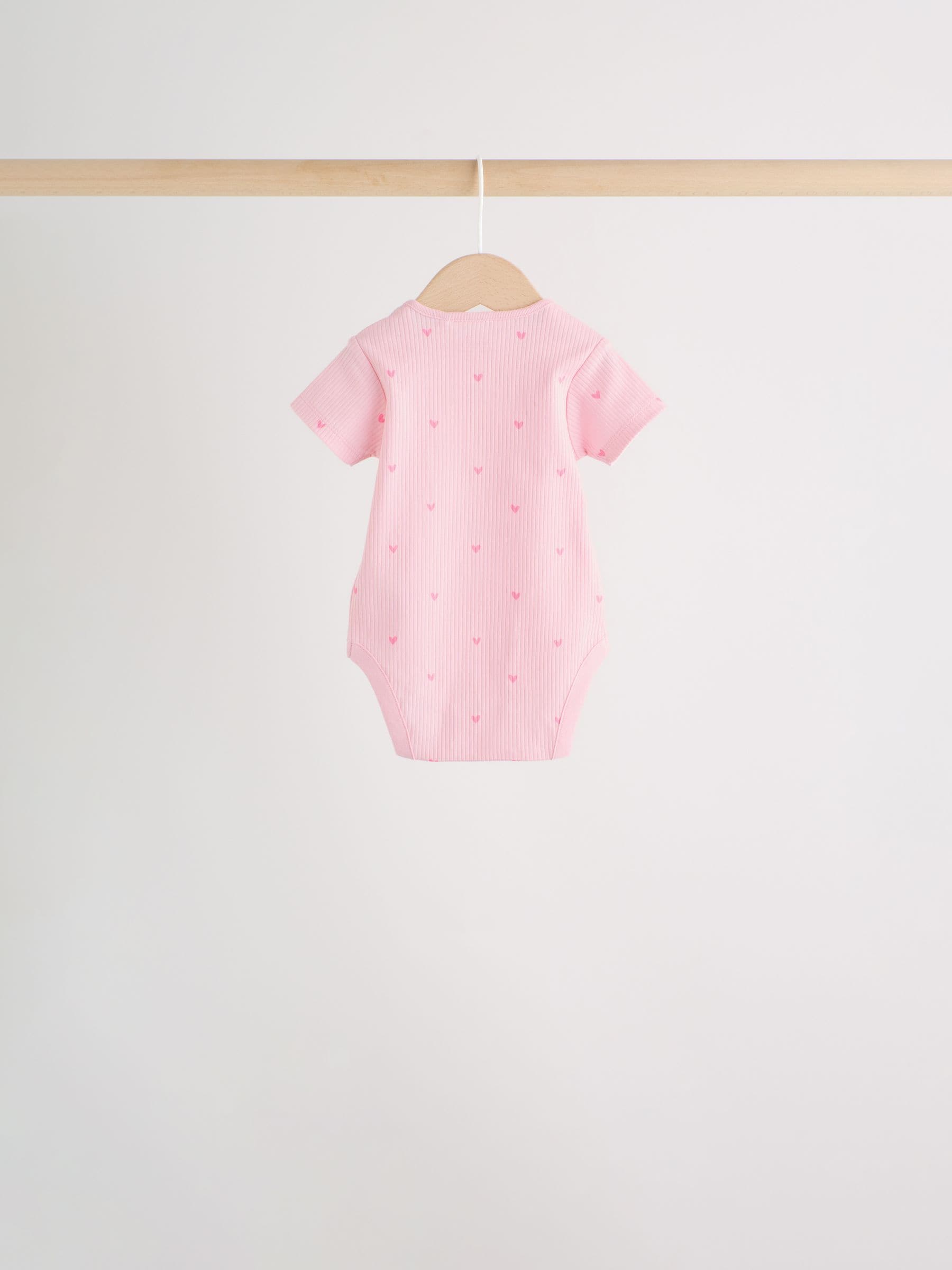 Pink Short Sleeve Baby Bodysuits 5 Pack image 5