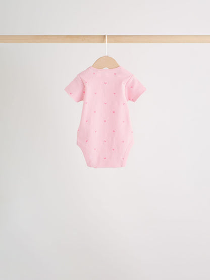 Pink Short Sleeve Baby Bodysuits 5 Pack image 5