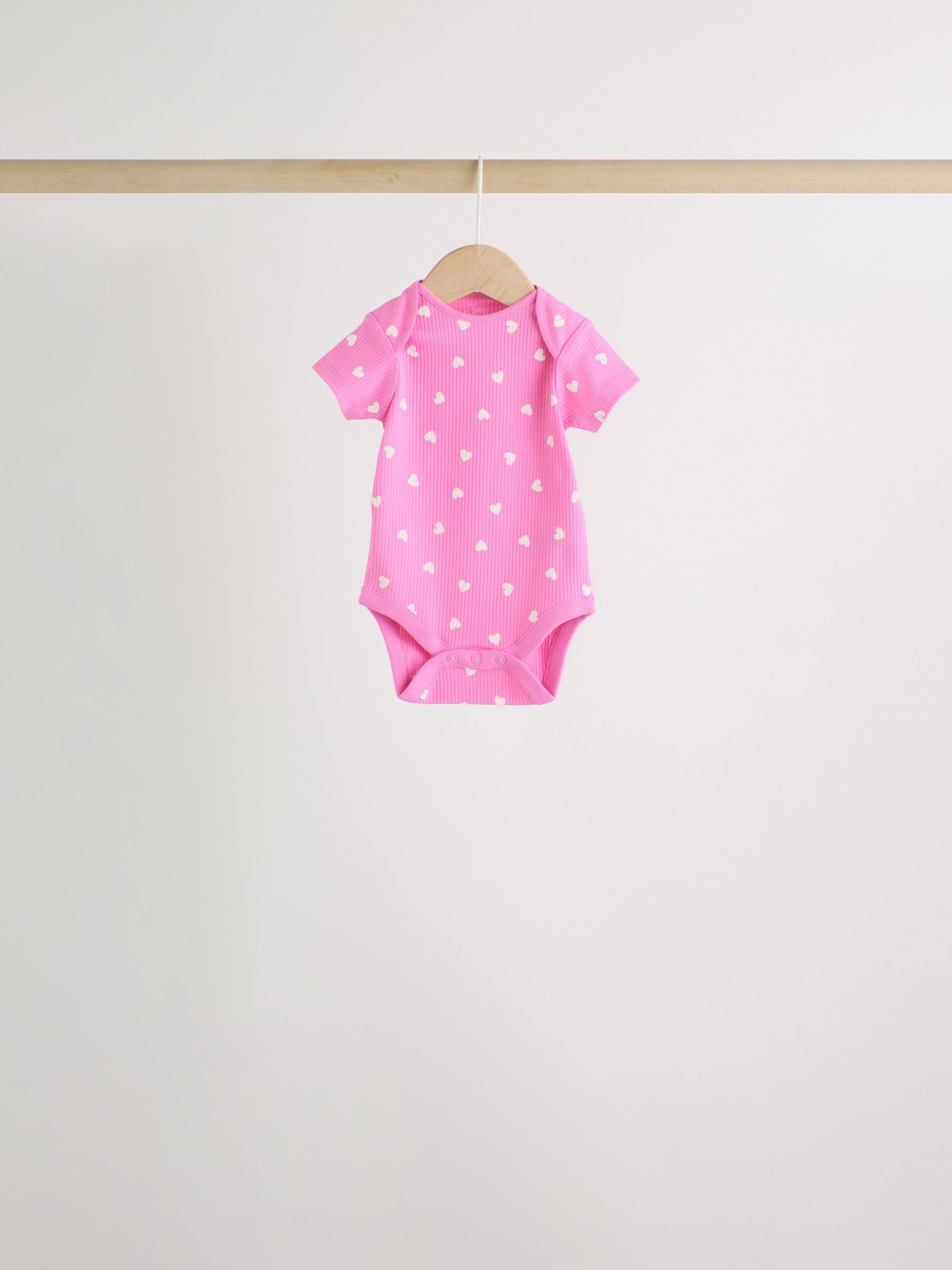 Pink Short Sleeve Baby Bodysuits 5 Pack image 7