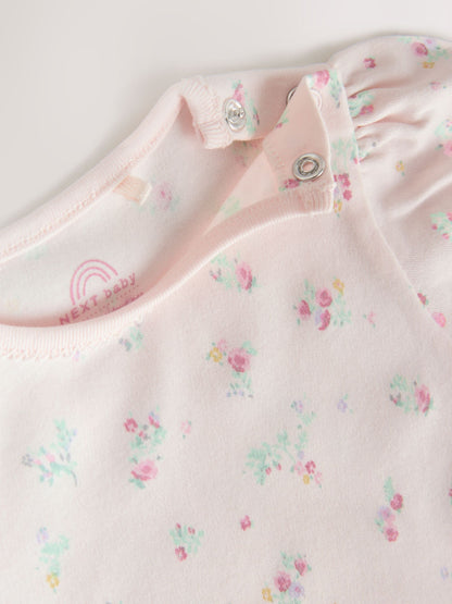 Pink Short Sleeve Baby Bodysuits 5 Pack image 3