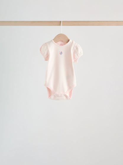 Pink Short Sleeve Baby Bodysuits 5 Pack image 5