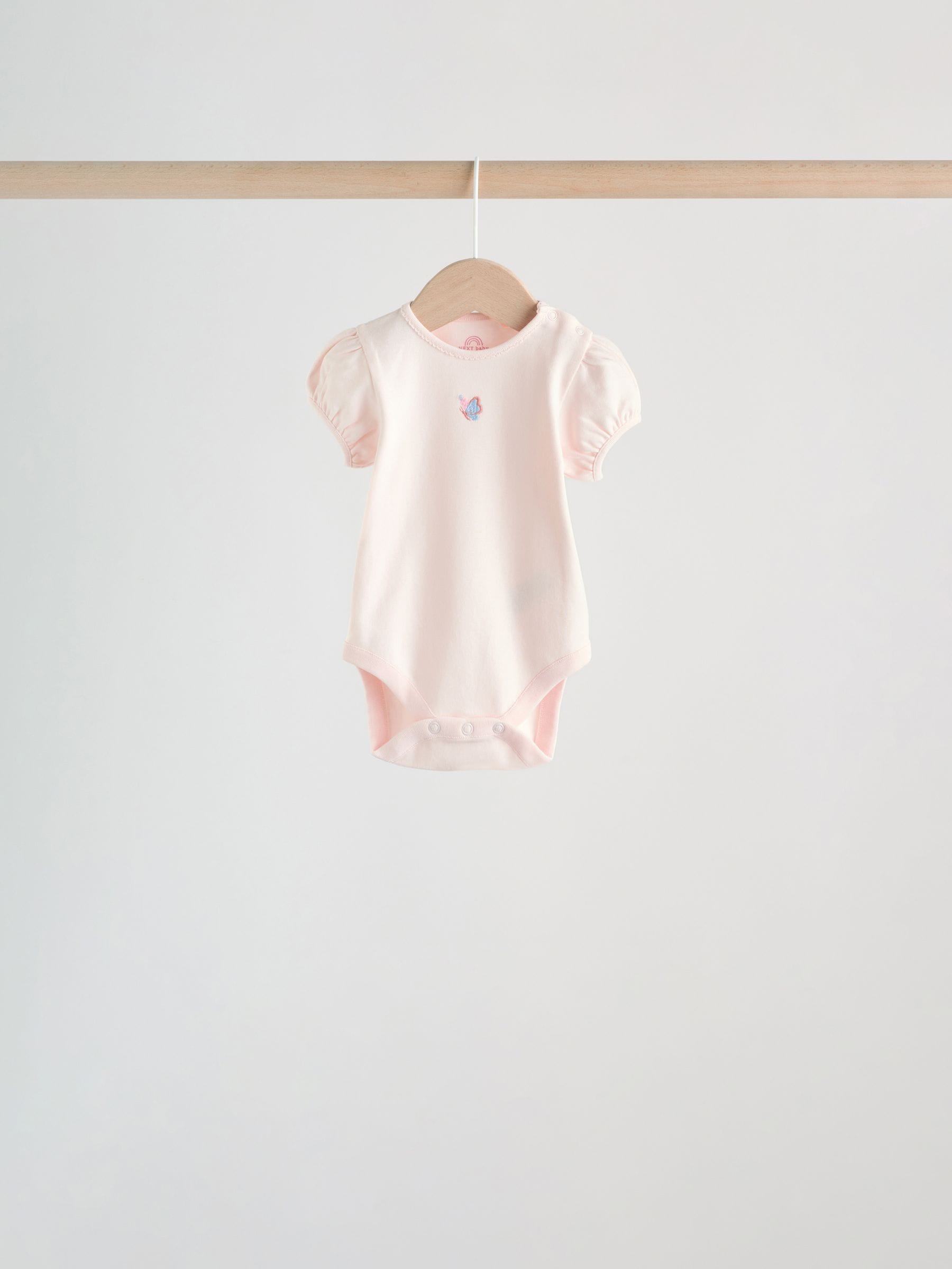 Pink Short Sleeve Baby Bodysuits 5 Pack image 6