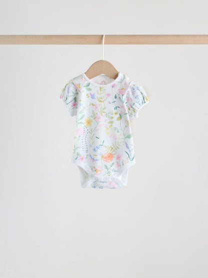 Pink Short Sleeve Baby Bodysuits 5 Pack image 4