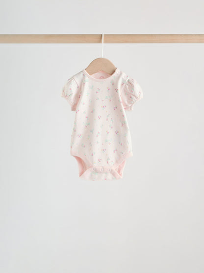 Pink Short Sleeve Baby Bodysuits 5 Pack image 7