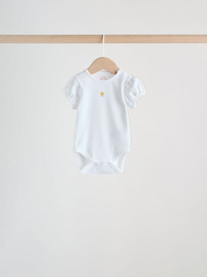 Pink Short Sleeve Baby Bodysuits 5 Pack image 8