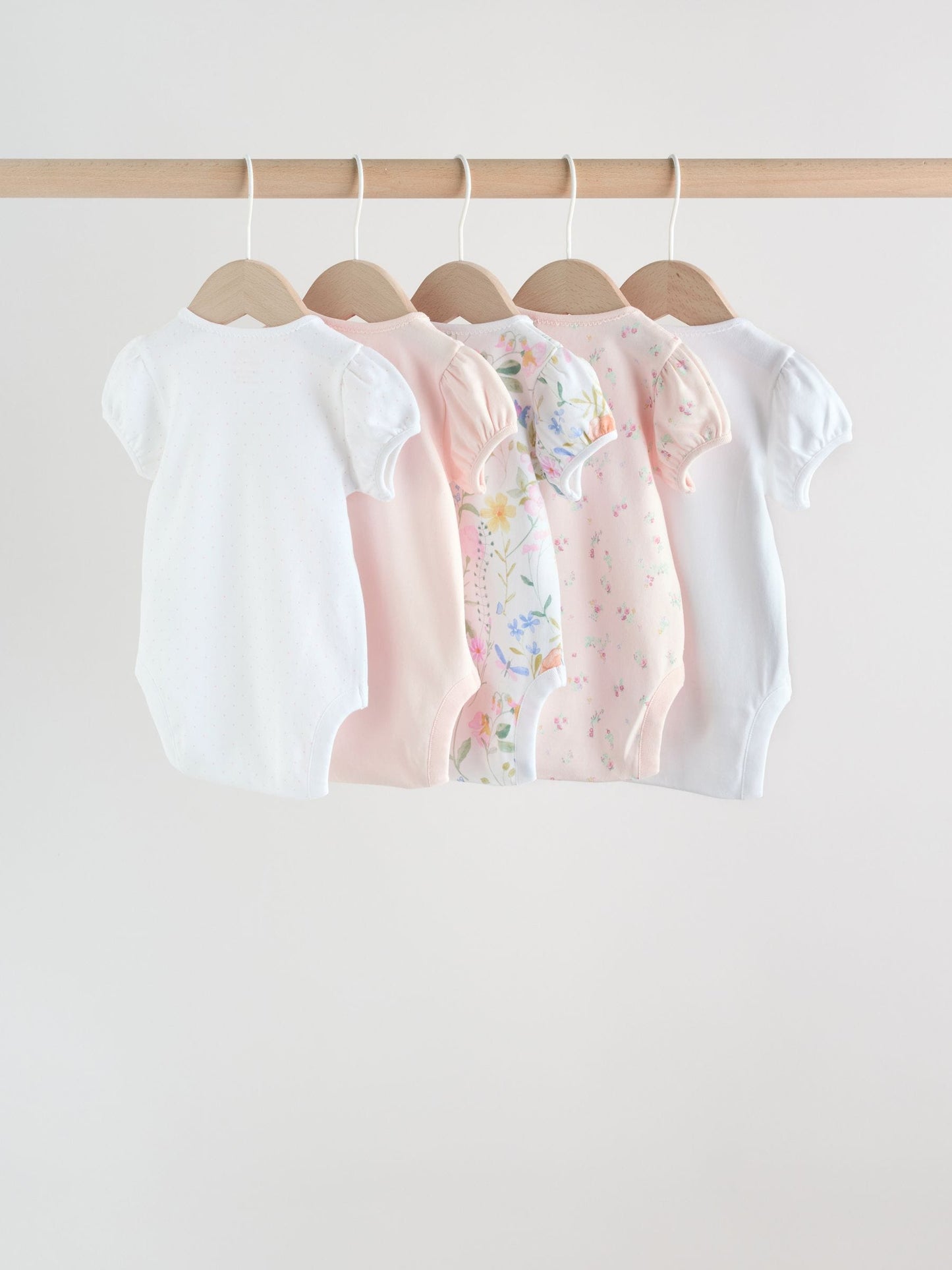 Pink Short Sleeve Baby Bodysuits 5 Pack image 9
