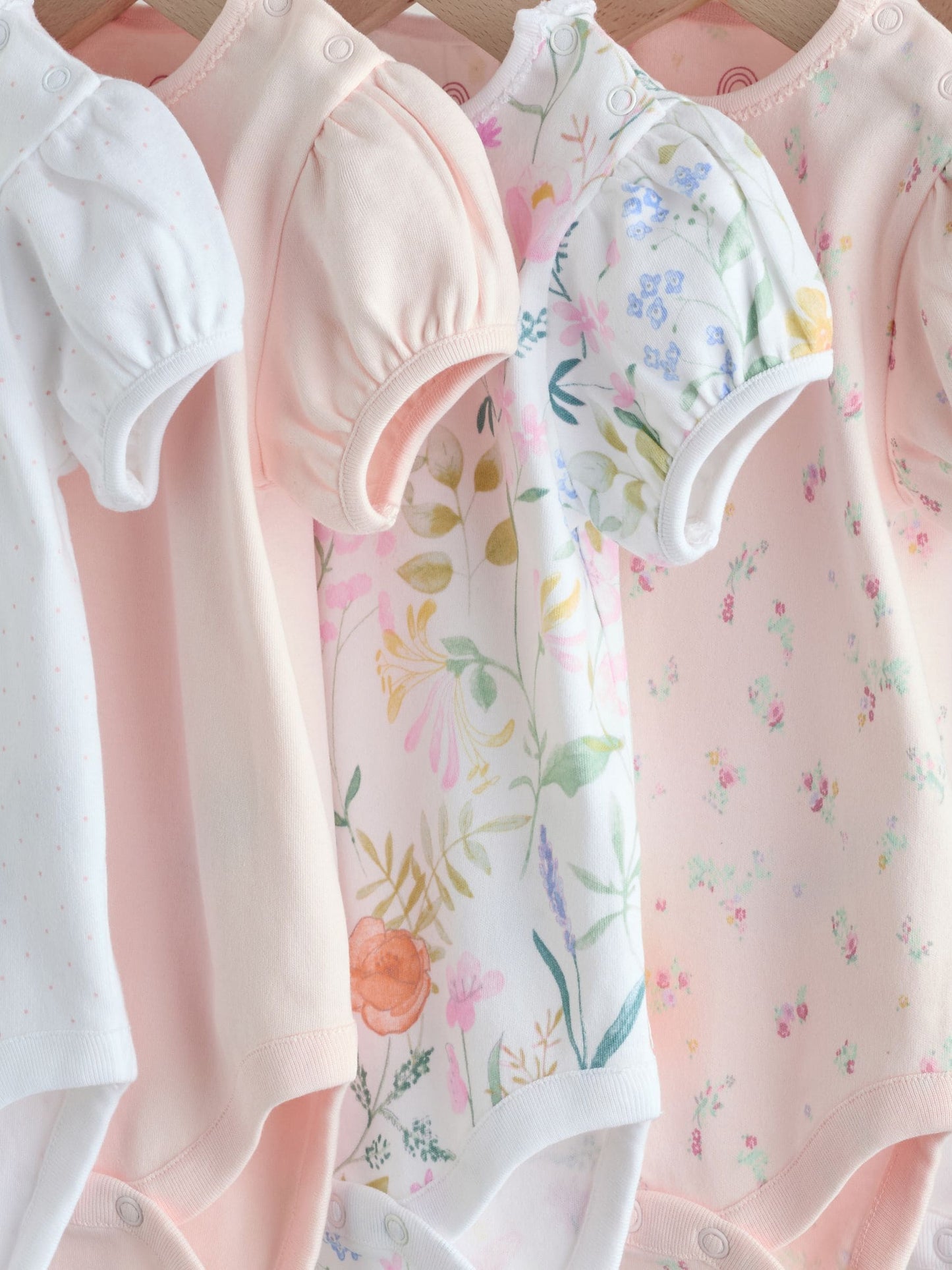 Pink Short Sleeve Baby Bodysuits 5 Pack image 9