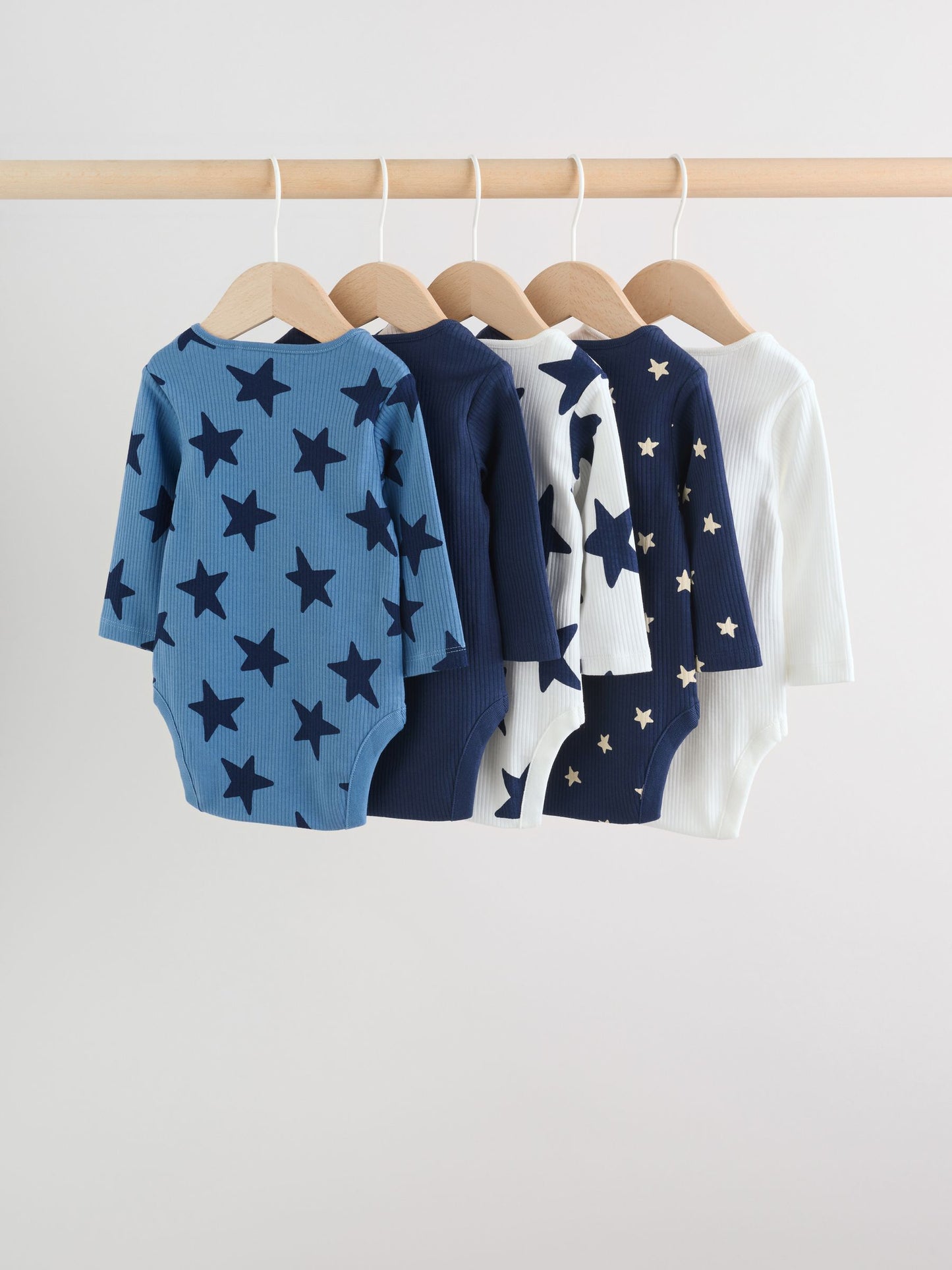Navy Star Long Sleeve Bodysuits 5 Pack image 7